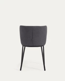 Ciselia Chair In Dark Grey Chenille And Black Steel | Kave Home -Quality Furniture Store CC3000KY15 1V05