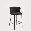 Ciselia Stool With Black Shearling And Black Metal Height 65 Cm | Kave Home -Quality Furniture Store CC3001J01H 1V01