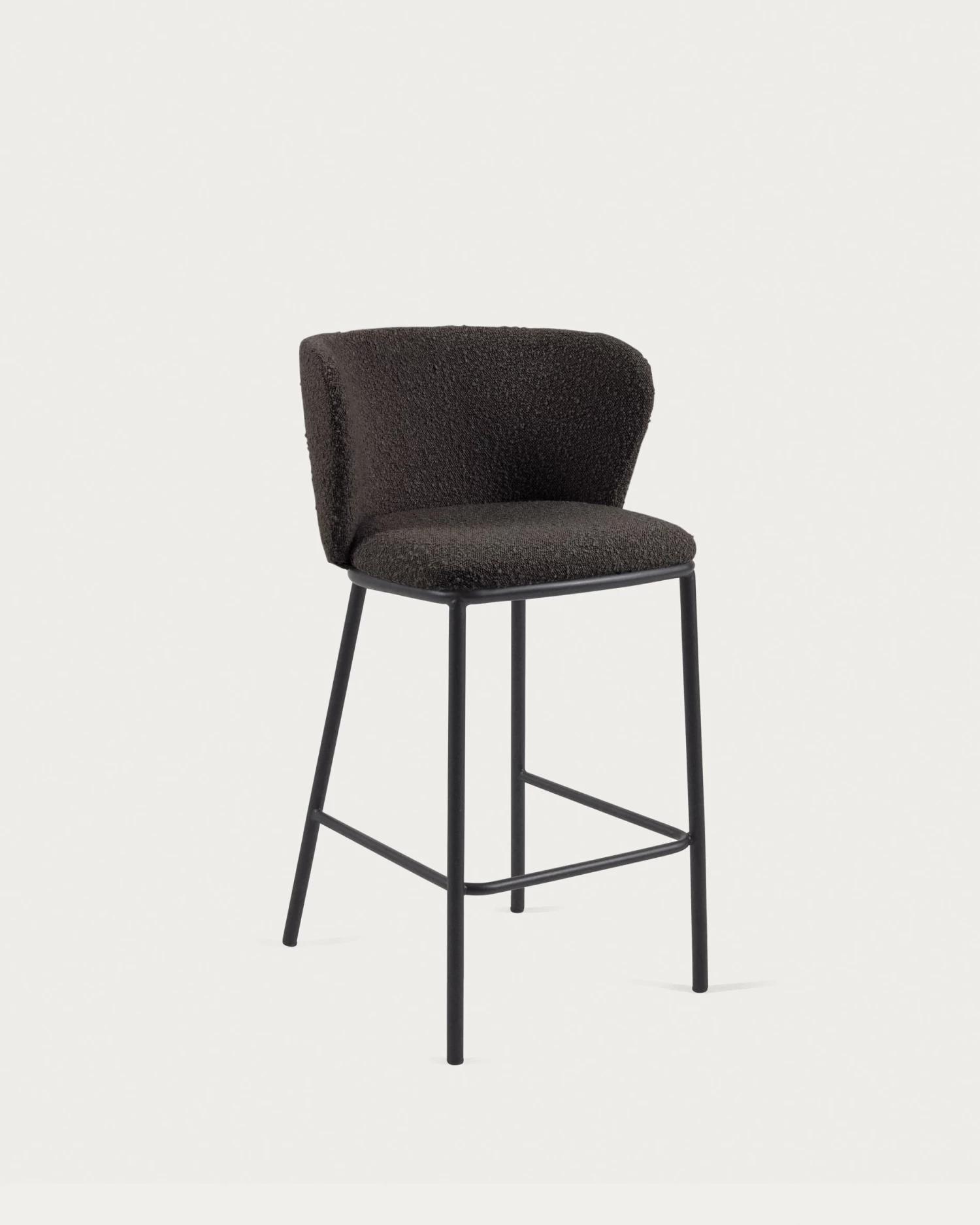 Ciselia Stool With Black Shearling And Black Metal Height 65 Cm | Kave Home 3 Ciselia Stool With Black Shearling And Black Metal Height 65 Cm | Kave Home