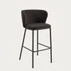Ciselia Stool With Black Shearling And Black Metal Height 75 Cm | Kave Home -Quality Furniture Store CC3001J01 1V01