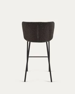 Ciselia Stool With Black Shearling And Black Metal Height 75 Cm | Kave Home -Quality Furniture Store CC3001J01 1V05