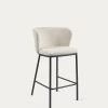 Ciselia Stool With White Fleece And Black Metal Height 65 Cm | Kave Home -Quality Furniture Store CC3001J33H 1V01