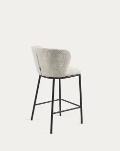 Ciselia Stool With White Fleece And Black Metal Height 65 Cm | Kave Home -Quality Furniture Store CC3001J33H 1V03