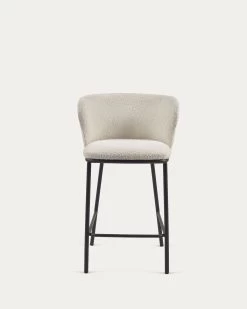 Ciselia Stool With White Fleece And Black Metal Height 65 Cm | Kave Home -Quality Furniture Store CC3001J33H 1V04