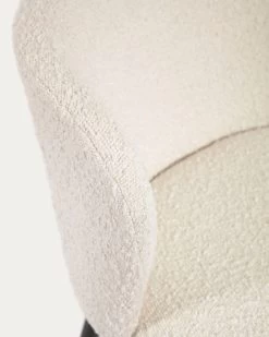 Ciselia Stool With White Fleece And Black Metal Height 75 Cm | Kave Home -Quality Furniture Store CC3001J33 1D01