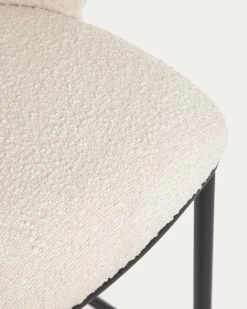 Ciselia Stool With White Fleece And Black Metal Height 75 Cm | Kave Home -Quality Furniture Store CC3001J33 1D02