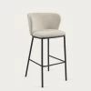 Ciselia Stool With White Fleece And Black Metal Height 75 Cm | Kave Home -Quality Furniture Store CC3001J33 1V01