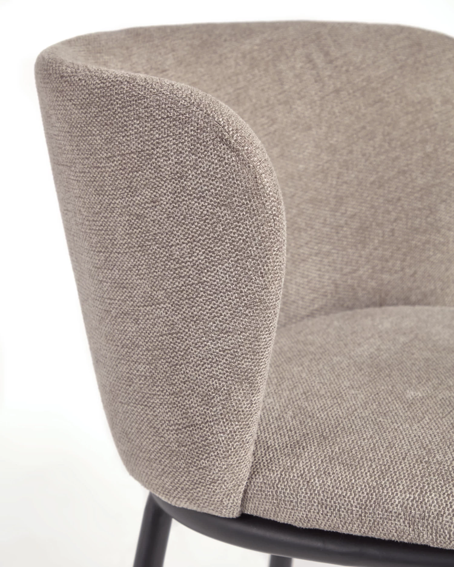 Ciselia Stool In Brown Chenille With Steel Legs In Black Finish 65 Cm Height | Kave Home 4 Ciselia Stool In Brown Chenille With Steel Legs In Black Finish 65 Cm Height | Kave Home - Image 2