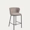 Ciselia Stool In Brown Chenille With Steel Legs In Black Finish 65 Cm Height | Kave Home
