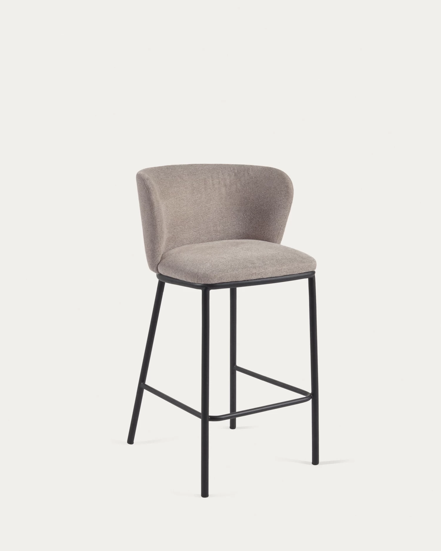 Ciselia Stool In Brown Chenille With Steel Legs In Black Finish 65 Cm Height | Kave Home 3 Ciselia Stool In Brown Chenille With Steel Legs In Black Finish 65 Cm Height | Kave Home
