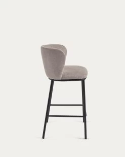 Ciselia Stool In Brown Chenille With Steel Legs In Black Finish 65 Cm Height | Kave Home 12 Ciselia Stool In Brown Chenille With Steel Legs In Black Finish 65 Cm Height | Kave Home -Quality Furniture Store CC3001KY10H 1V02