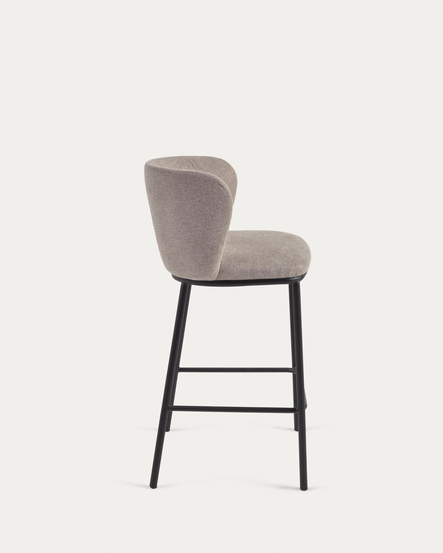 Ciselia Stool In Brown Chenille With Steel Legs In Black Finish 65 Cm Height | Kave Home 6 Ciselia Stool In Brown Chenille With Steel Legs In Black Finish 65 Cm Height | Kave Home - Image 4