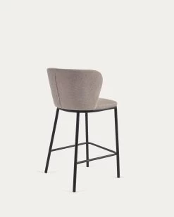 Ciselia Stool In Brown Chenille With Steel Legs In Black Finish 65 Cm Height | Kave Home 13 Ciselia Stool In Brown Chenille With Steel Legs In Black Finish 65 Cm Height | Kave Home -Quality Furniture Store CC3001KY10H 1V03