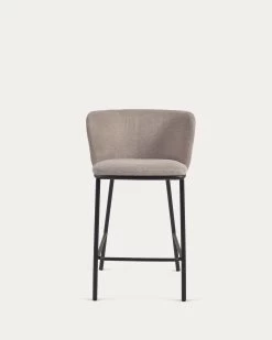 Ciselia Stool In Brown Chenille With Steel Legs In Black Finish 65 Cm Height | Kave Home 14 Ciselia Stool In Brown Chenille With Steel Legs In Black Finish 65 Cm Height | Kave Home -Quality Furniture Store CC3001KY10H 1V04