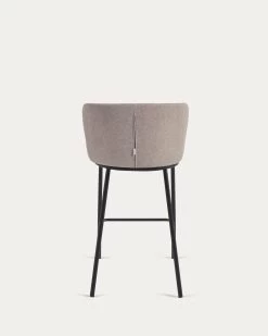 Ciselia Stool In Brown Chenille With Steel Legs In Black Finish 65 Cm Height | Kave Home 15 Ciselia Stool In Brown Chenille With Steel Legs In Black Finish 65 Cm Height | Kave Home -Quality Furniture Store CC3001KY10H 1V05