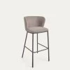 Ciselia Stool In Light Brown Chenille And Black Steel 75 Cm | Kave Home 1 Ciselia Stool In Light Brown Chenille And Black Steel 75 Cm | Kave Home -Quality Furniture Store CC3001KY10 1V01