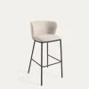 Ciselia Stool In Beige Chenille And Black Steel Height 75 Cm | Kave Home 1 Ciselia Stool In Beige Chenille And Black Steel Height 75 Cm | Kave Home -Quality Furniture Store CC3001KY12 1V01