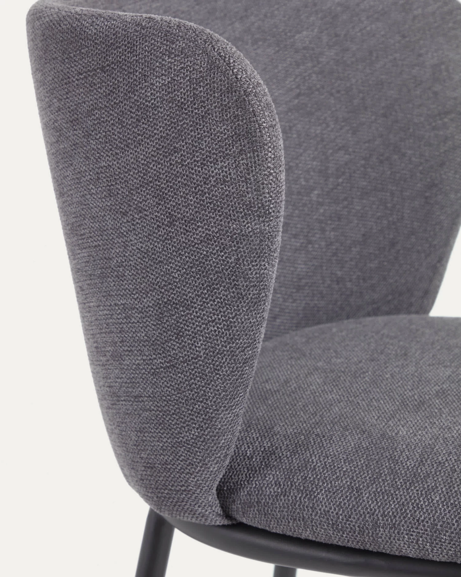 Ciselia Stool In Dark Grey Chenille And Black Steel 75 Cm | Kave Home 4 Ciselia Stool In Dark Grey Chenille And Black Steel 75 Cm | Kave Home - Image 2