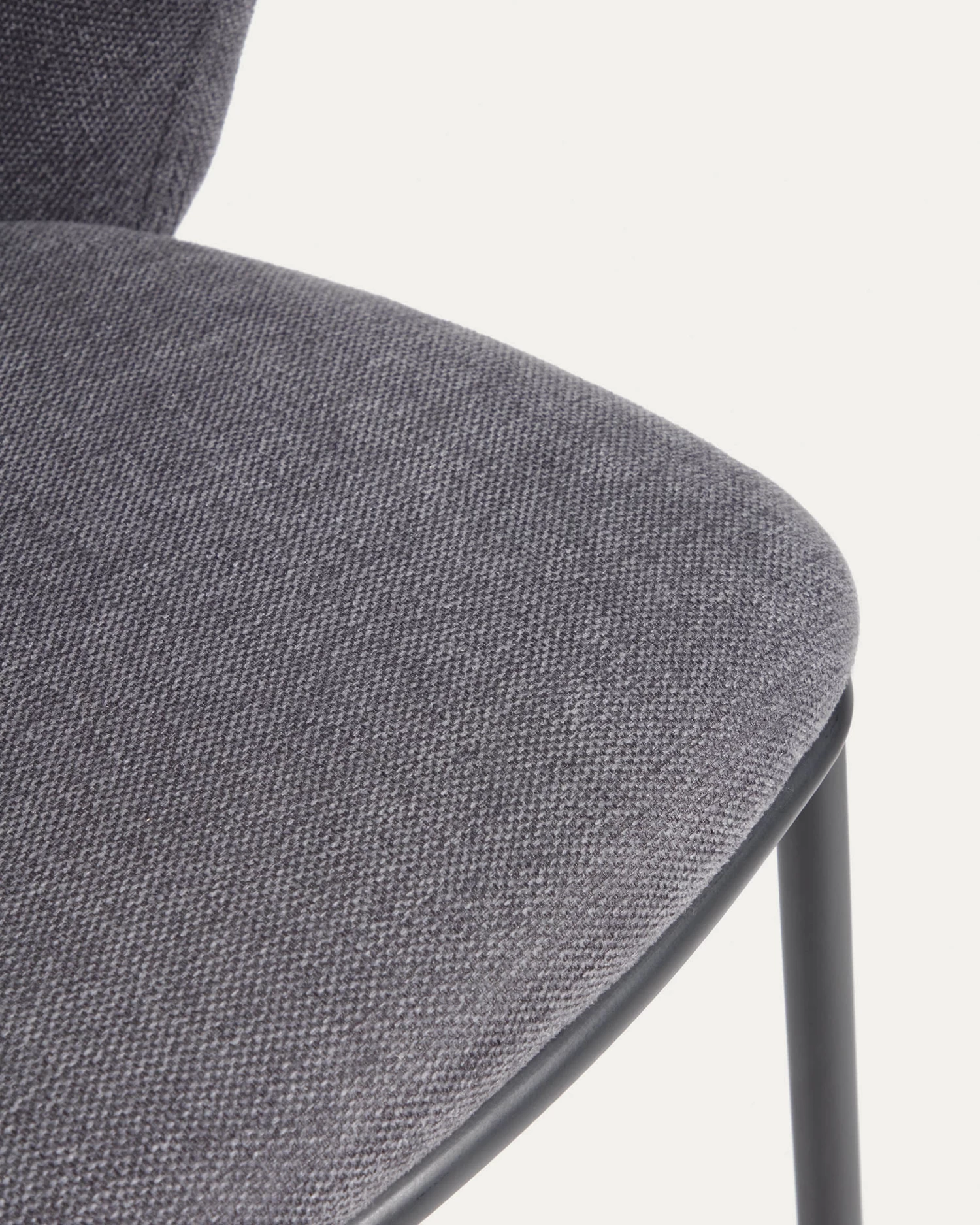 Ciselia Stool In Dark Grey Chenille And Black Steel 75 Cm | Kave Home 5 Ciselia Stool In Dark Grey Chenille And Black Steel 75 Cm | Kave Home - Image 3