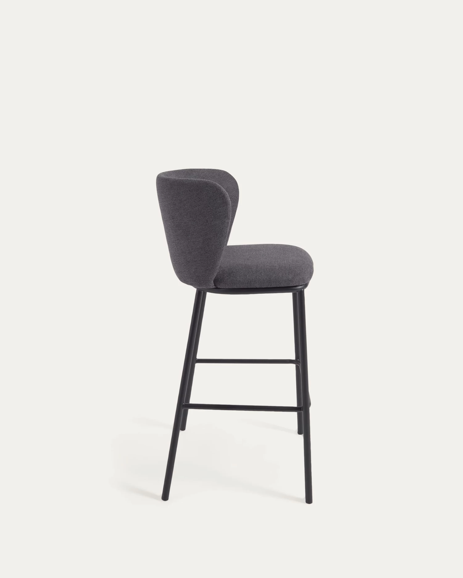Ciselia Stool In Dark Grey Chenille And Black Steel 75 Cm | Kave Home 6 Ciselia Stool In Dark Grey Chenille And Black Steel 75 Cm | Kave Home - Image 4