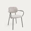 Auxtina Stackable Chair In Beige Chenille And Black Steel | Kave Home -Quality Furniture Store CC3002KY12 1V01