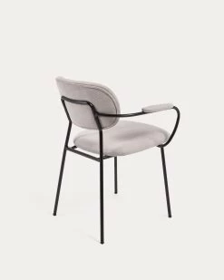 Auxtina Stackable Chair In Beige Chenille And Black Steel | Kave Home -Quality Furniture Store CC3002KY12 1V03