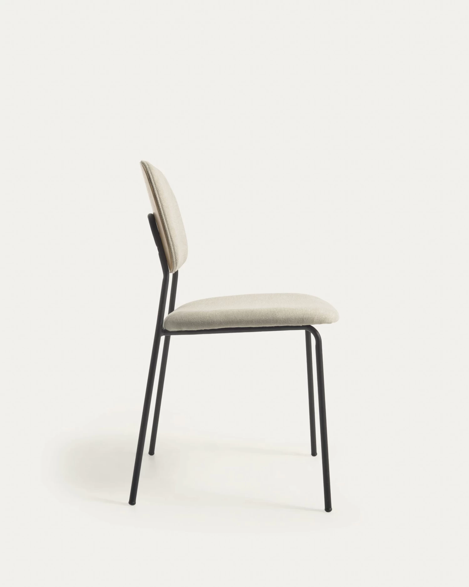 Benilda Stackable Beige Chair With Oak Veneer And Steel With Black Finish | Kave Home 8 Benilda Stackable Beige Chair With Oak Veneer And Steel With Black Finish | Kave Home - Image 6