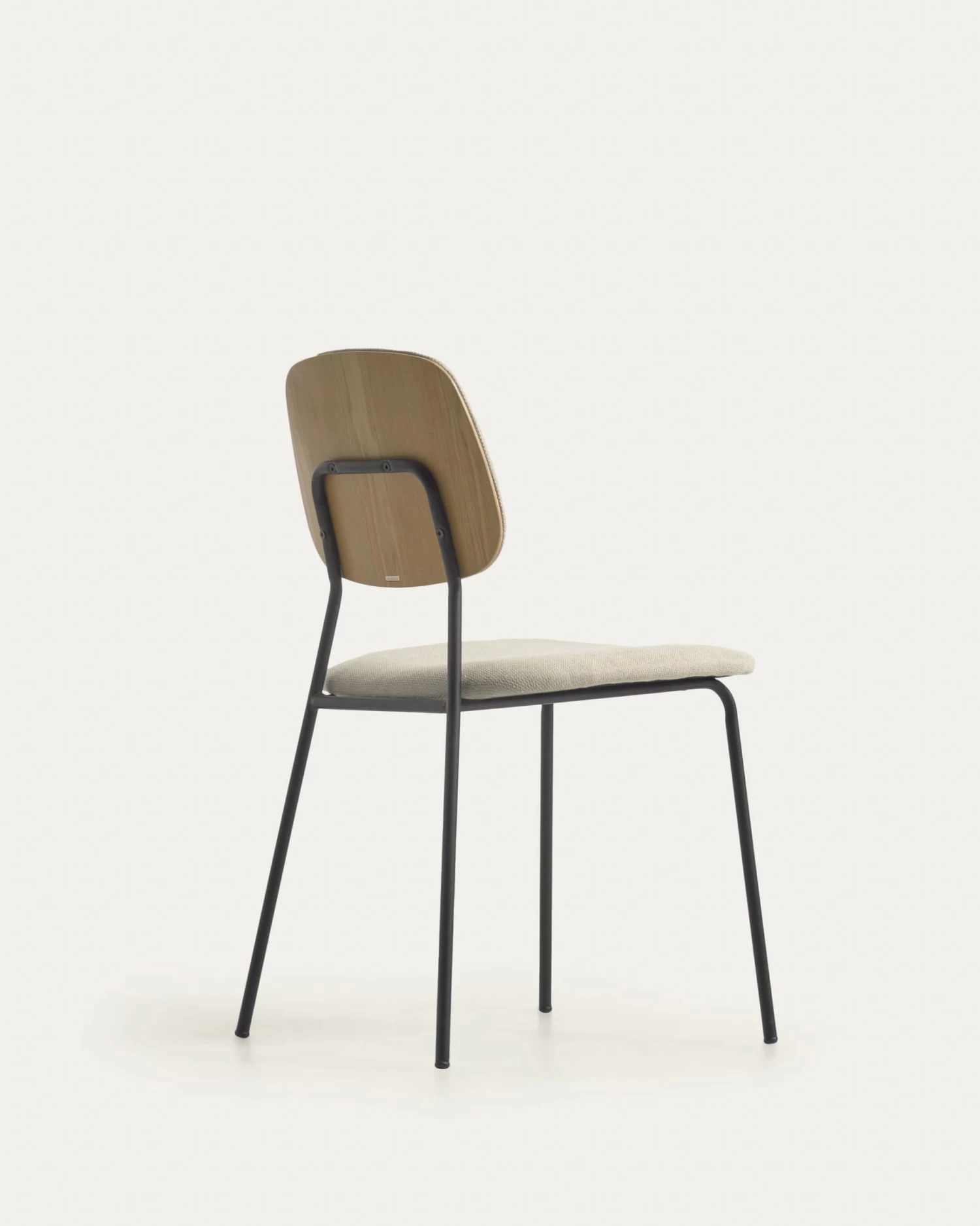 Benilda Stackable Beige Chair With Oak Veneer And Steel With Black Finish | Kave Home 9 Benilda Stackable Beige Chair With Oak Veneer And Steel With Black Finish | Kave Home - Image 7