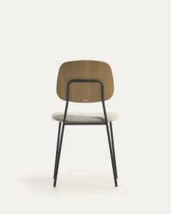 Benilda Stackable Beige Chair With Oak Veneer And Steel With Black Finish | Kave Home 21 Benilda Stackable Beige Chair With Oak Veneer And Steel With Black Finish | Kave Home -Quality Furniture Store CC3003KY12 1V05