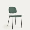 Benilda Dark Green Stackable Chair With Oak Veneer And Steel With Black Finish -Quality Furniture Store CC3003KY19 1V01