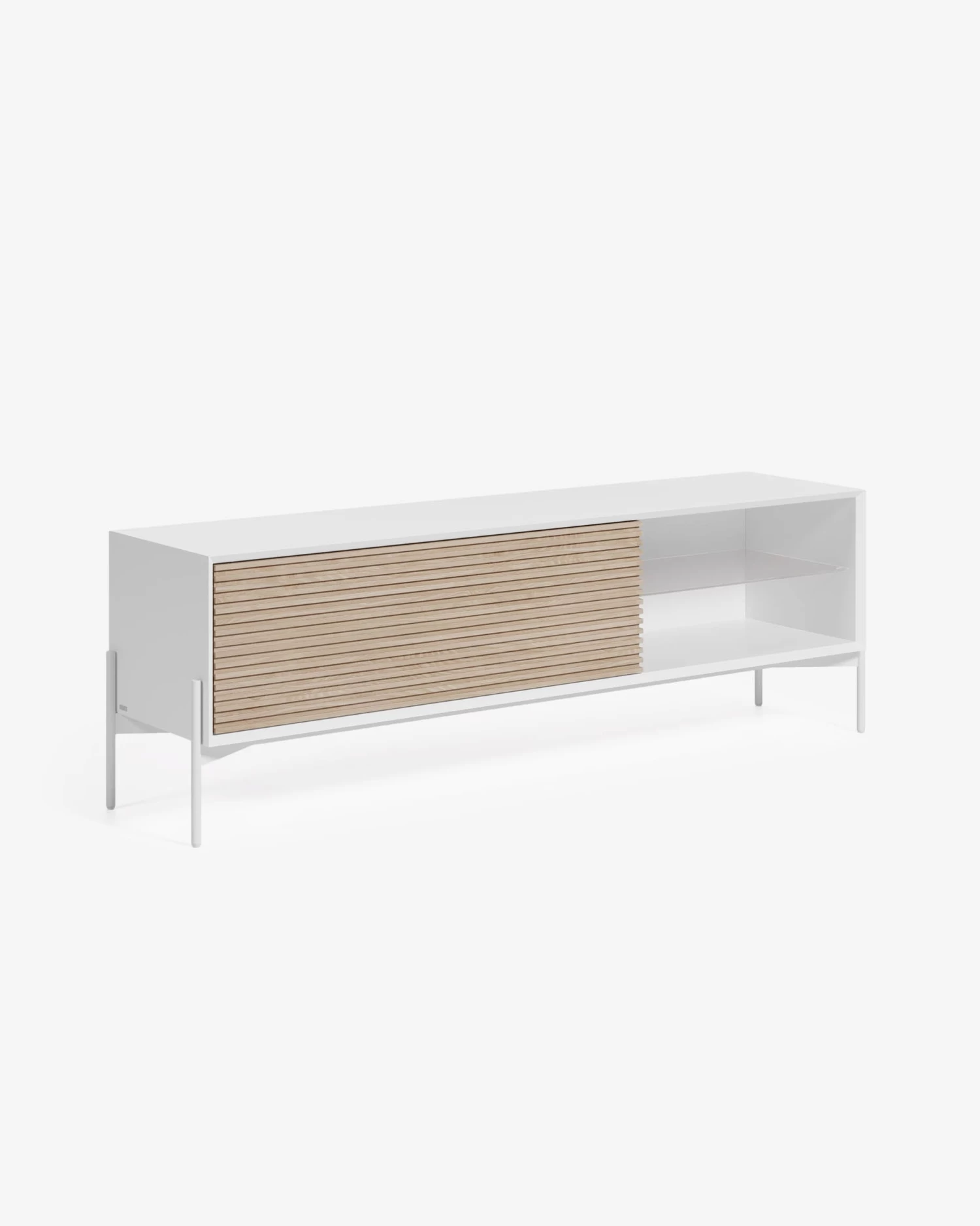 Marielle TV Stand Made From Ash Wood With White Lacquer 167 X 53 Cm. | Kave Home 3 Marielle TV Stand Made From Ash Wood With White Lacquer 167 X 53 Cm. | Kave Home
