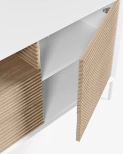 Marielle TV Stand Made From Ash Wood With White Lacquer 187 X 63 Cm. | Kave Home -Quality Furniture Store CC3007M50A 1D01