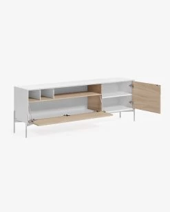 Marielle TV Stand Made From Ash Wood With White Lacquer 187 X 63 Cm. | Kave Home -Quality Furniture Store CC3007M50A 1V02