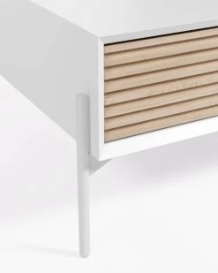 Marielle Coffee Table Made From Ash Wood With White Lacquer 124 X 70 Cm. | Kave Home -Quality Furniture Store CC3010M50A 1D02