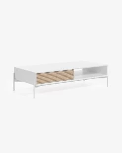 Marielle Coffee Table Made From Ash Wood With White Lacquer 124 X 70 Cm. | Kave Home