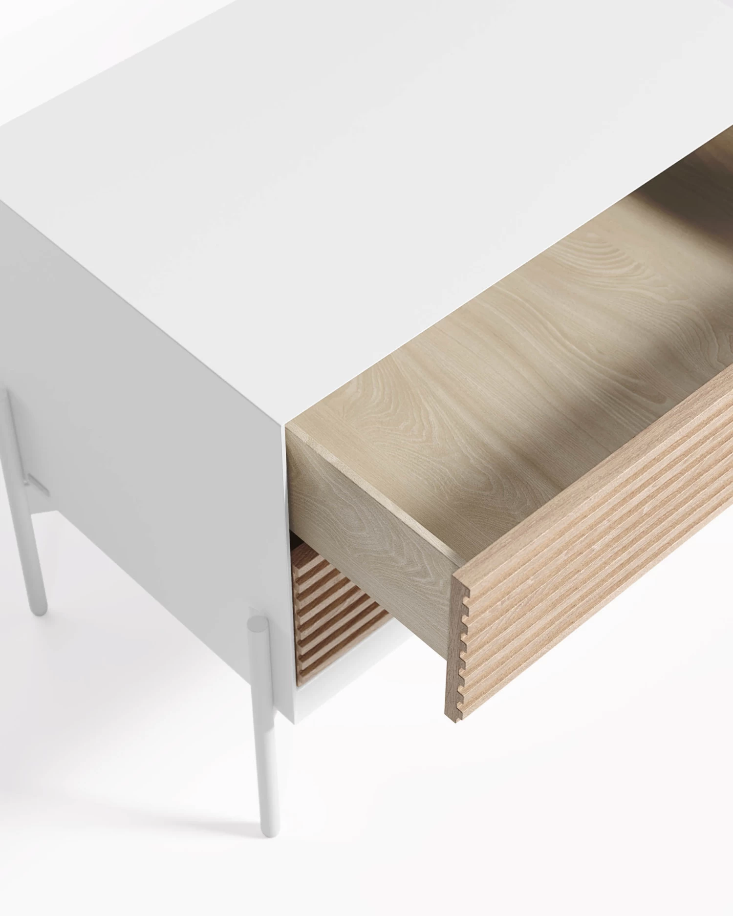 Marielle Bedside Table Made From Ash Wood With White Lacquer 64 X 54 Cm. | Kave Home 5 Marielle Bedside Table Made From Ash Wood With White Lacquer 64 X 54 Cm. | Kave Home - Image 3
