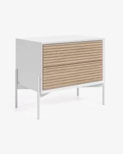 Marielle Bedside Table Made From Ash Wood With White Lacquer 64 X 54 Cm. | Kave Home
