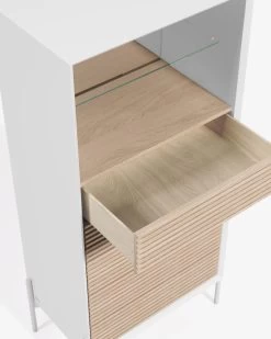 Marielle Dresser With Five Drawers Ash Wood With White Lacquer 64 X 142 Cm. | Kave Home -Quality Furniture Store CC3013M50A 1D02