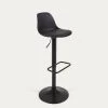 Orlando-T Barstool - Black Synthetic Leather And Matt Black Steel 60-82 Cm | Kave Home