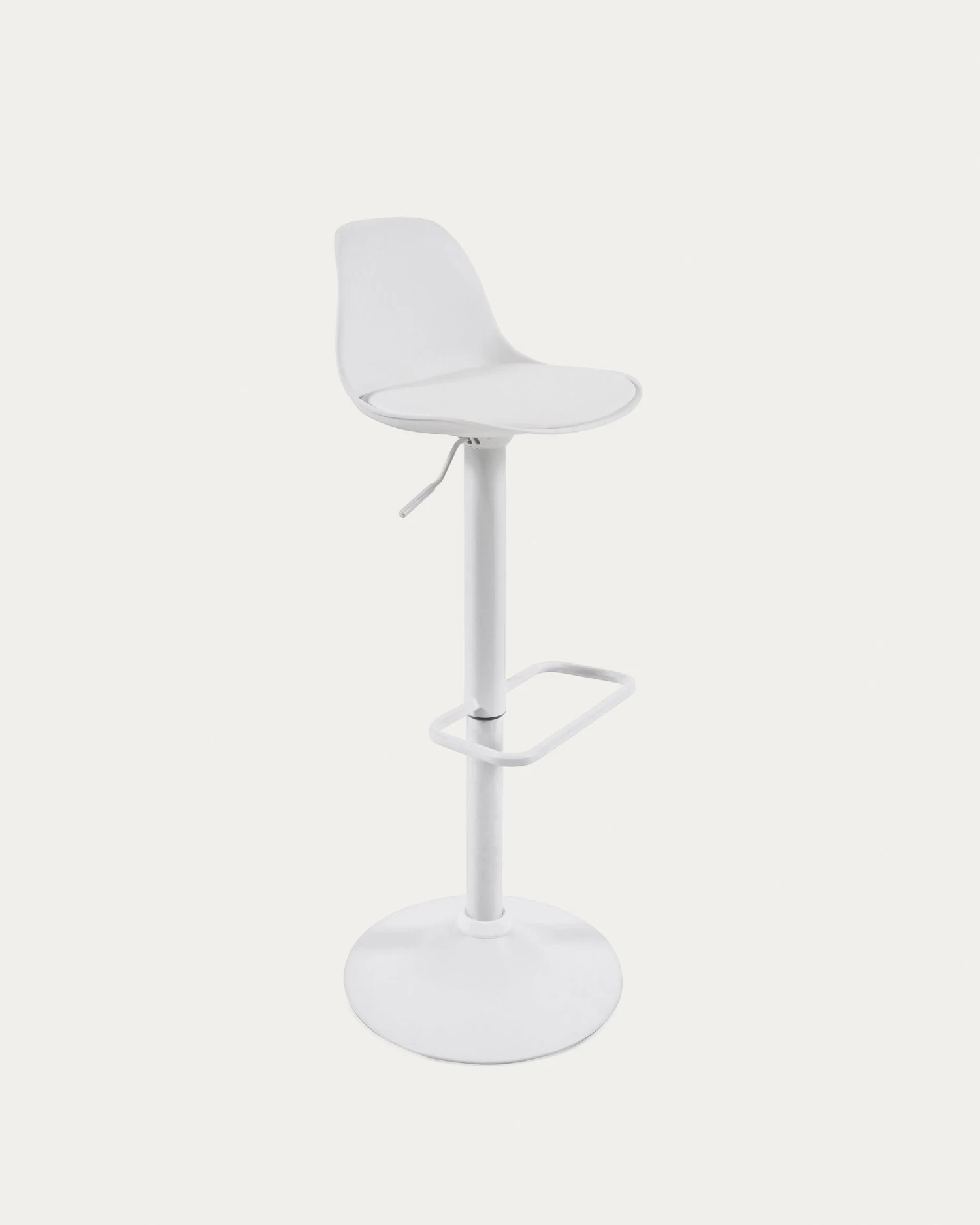 Orlando-T Barstool White Synthetic Leather And Matt White Steel 60-82 Cm | Kave Home 3 Orlando-T Barstool White Synthetic Leather And Matt White Steel 60-82 Cm | Kave Home