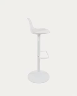 Orlando-T Barstool White Synthetic Leather And Matt White Steel 60-82 Cm | Kave Home 15 Orlando-T Barstool White Synthetic Leather And Matt White Steel 60-82 Cm | Kave Home -Quality Furniture Store CC3015U05 1V02