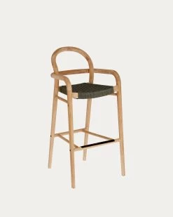 Sheryl Stool Made From Solid Eucalyptus And Green Cord 79 Cm FSC 100% | Kave Home