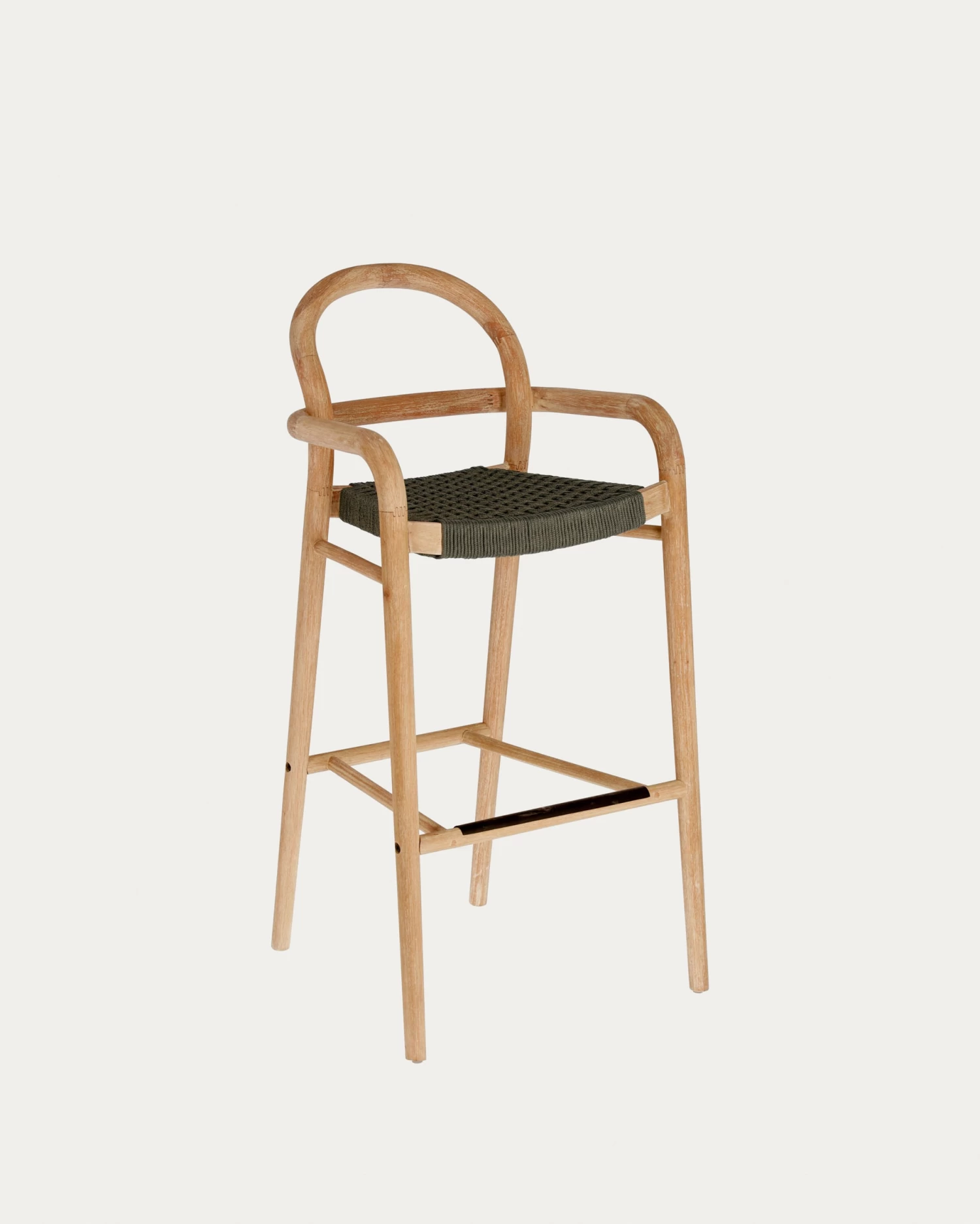 Sheryl Stool Made From Solid Eucalyptus And Green Cord 79 Cm FSC 100% | Kave Home 3 Sheryl Stool Made From Solid Eucalyptus And Green Cord 79 Cm FSC 100% | Kave Home