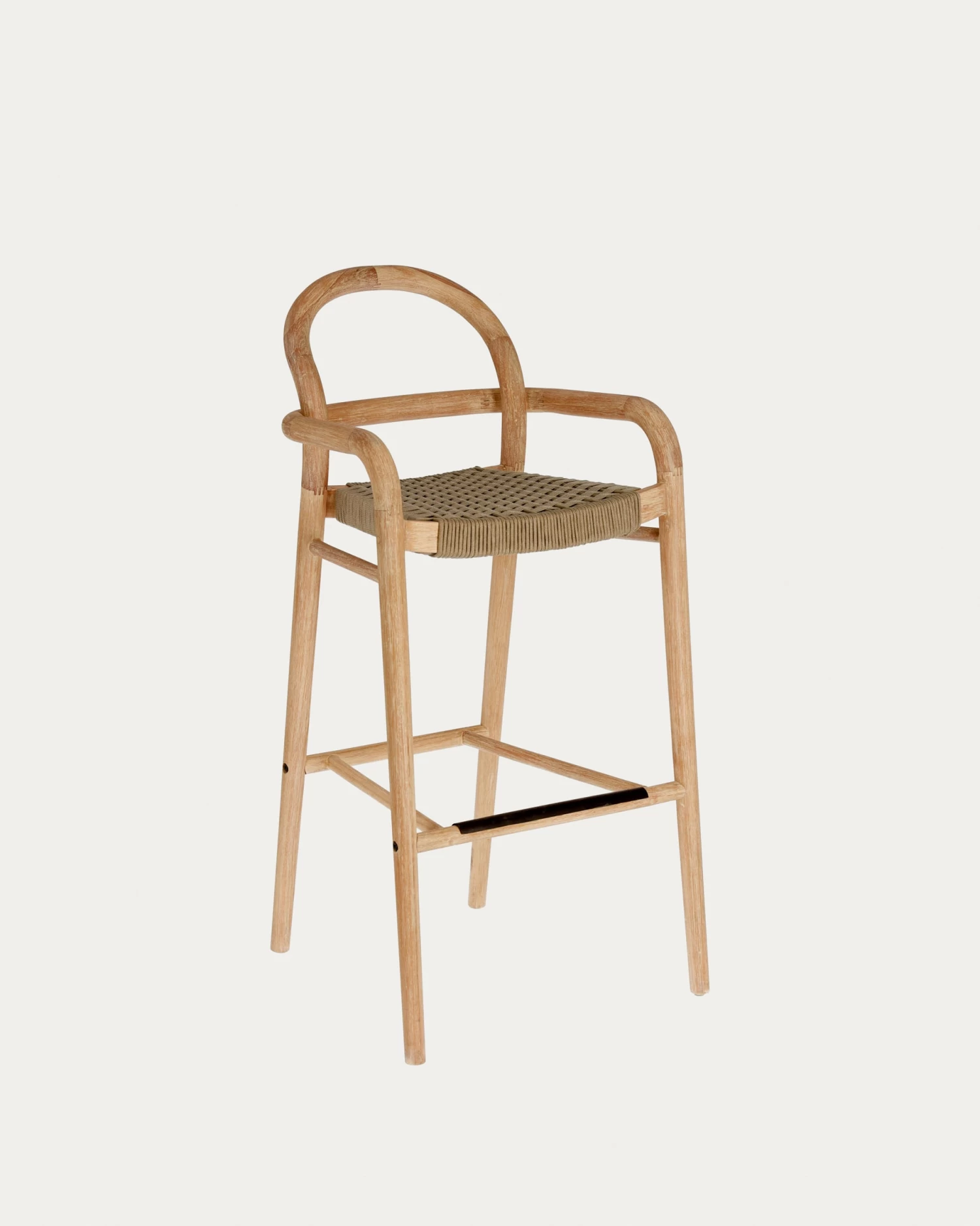 Sheryl Stool Made From Solid Eucalyptus And Beige Cord 79 Cm FSC 100% | Kave Home 3 Sheryl Stool Made From Solid Eucalyptus And Beige Cord 79 Cm FSC 100% | Kave Home