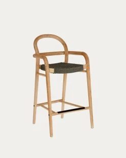 Sheryl Stool Made From Solid Eucalyptus And Green Cord 69 Cm FSC 100% | Kave Home