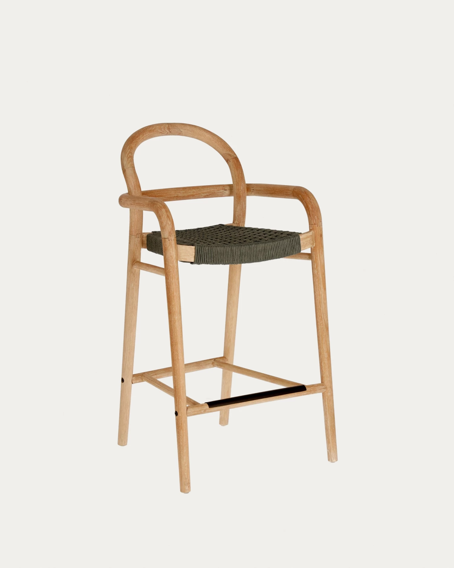 Sheryl Stool Made From Solid Eucalyptus And Green Cord 69 Cm FSC 100% | Kave Home 3 Sheryl Stool Made From Solid Eucalyptus And Green Cord 69 Cm FSC 100% | Kave Home