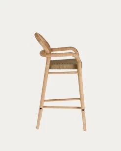 Sheryl Stool Made From Solid Eucalyptus And Beige Cord 69 Cm FSC 100% | Kave Home -Quality Furniture Store CC5080J12 1V02