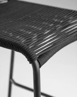 Lambton Stackable Stool In Black Rope And Black Finish Steel 74 Cm | Kave Home -Quality Furniture Store CC5115J01 1D01