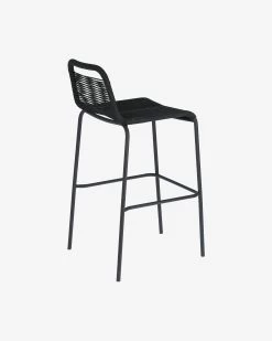 Lambton Stackable Stool In Black Rope And Black Finish Steel 74 Cm | Kave Home -Quality Furniture Store CC5115J01 1V03