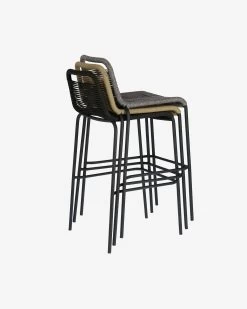 Lambton Stackable Stool In Black Rope And Black Finish Steel 74 Cm | Kave Home -Quality Furniture Store CC5115J01 1V04
